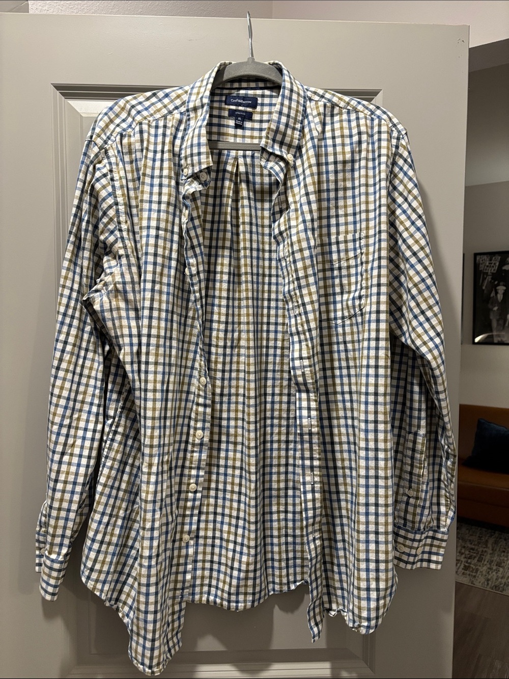 Croft & Barrow Blue and Tan Plaid Button-Up Shirt